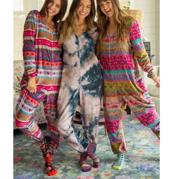 Natural Life Fleece Onesie Pajamas Pink Floral size Small - Picture 4 of 12